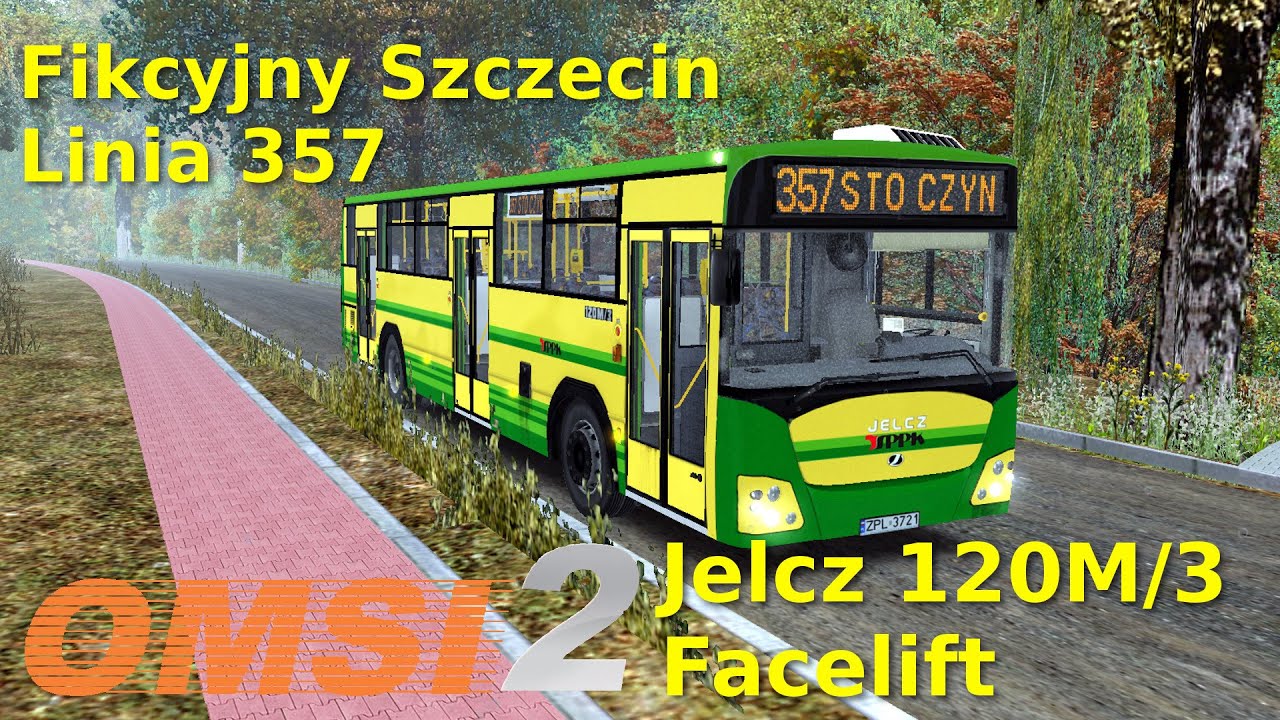 Jelcz 120M/3 Facelift - Fikcyjny Szczecin Linia 357 OMSI 2 (jesień, deszcz)