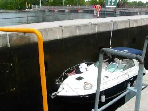 Ontario Travel: Boats Being Lifted in Lock at Port Severn