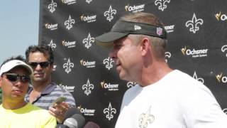 New Orleans Saints head coach Sean Payton talks about Drew Brees and pre-season game
