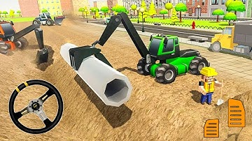 City Pipeline Construction Work: Plumber - Excavator Simulator Vehicles 3D - Android Gameplay [HD]