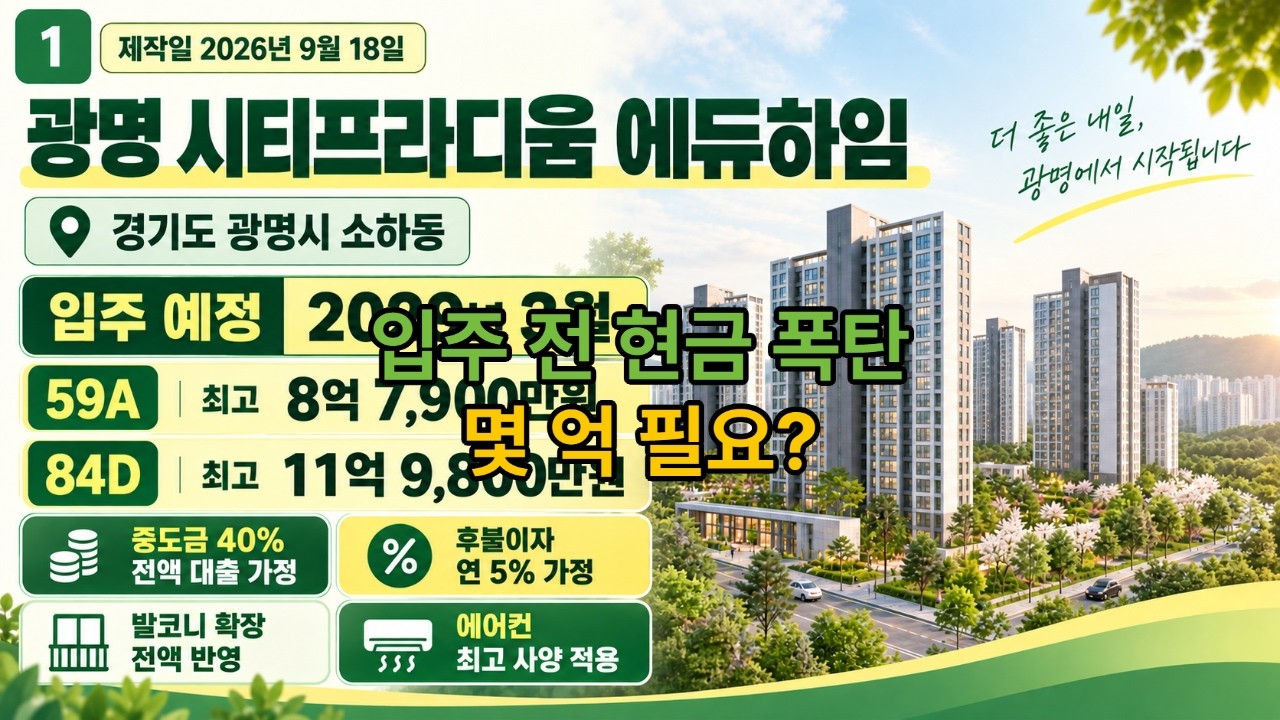 계약금부터 입주까지 얼마? 광명 시티프라디움 에듀하임|경기도 광명시