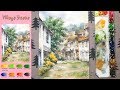 Without Sketch Landscape Watercolor - Village Scene (color mixing, Arches) NAMIL ART