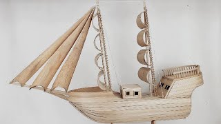 Cara Membuat Miniatur Kapal Pinisi dari Bambu || Kerajinan Bambu