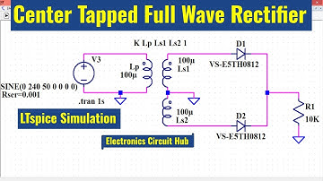 LTSpice Center Tapped Full Wave Rectifier | Simulation