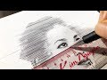 Portrait drawing with horizontal lines   dp art drawing