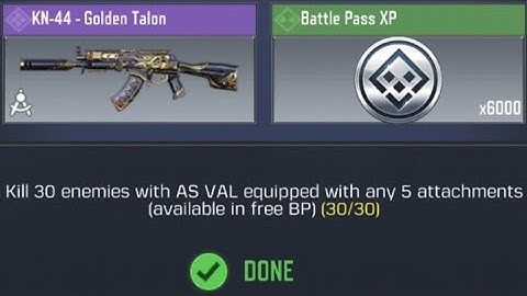 Call Of Duty Mobile Kill 30 Enemies with AS VAL equipped with any 5 attachments Task Complete