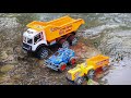 Truck Dumper River Accident ? Jcb Truck Dumper Tracktor Cartoon Video | CSM Toys