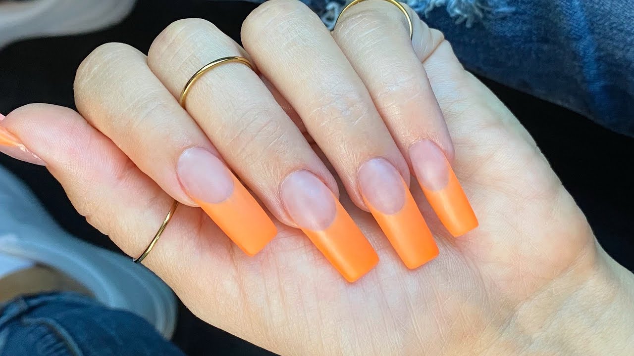 Light Orange Matte Coffin Nails Artificial| Alibaba.com