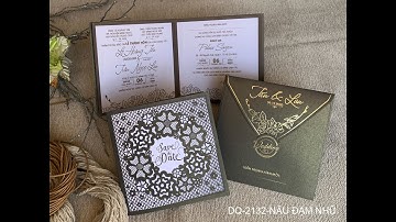 THIỆP CƯỚI MÀU NÂU ĐẬM NHŨ DQ2132, THIỆP CƯỚI SANG TRỌNG, THIỆP CƯỚI CAO CẤP, THIỆP CƯỚI SALA