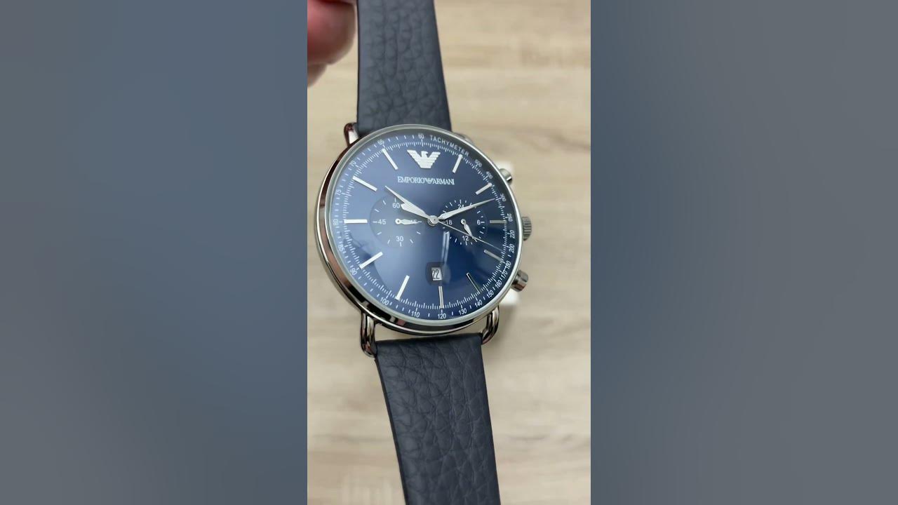 Emporio Armani Blue Dial Blue Leather Men's Watch AR11105 #shorts - YouTube