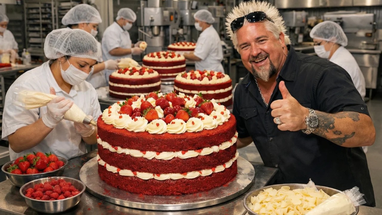 Inside the Red Velvet Cake Factory: Guy Fieri’s Boldest American Showstopper (Full Process)
