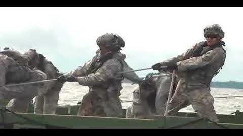 Army Engineers Build Floating Bridge