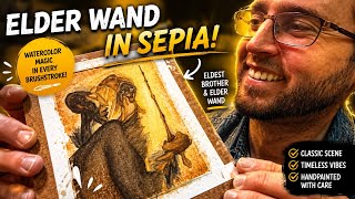 Simple Watercolor Painting Tutorial, Deathly Hallows Elder Wand and Brother