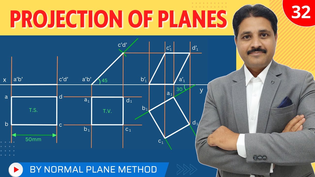 PROJECTION OF PLANES SOLVED PROBLEM 32 IN HINDI IN ENGINEERING DRAWING ...