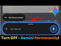 🔥 Turn Off Gemini Permanently on Android | Disable Gemini | Remove AI Assistant
