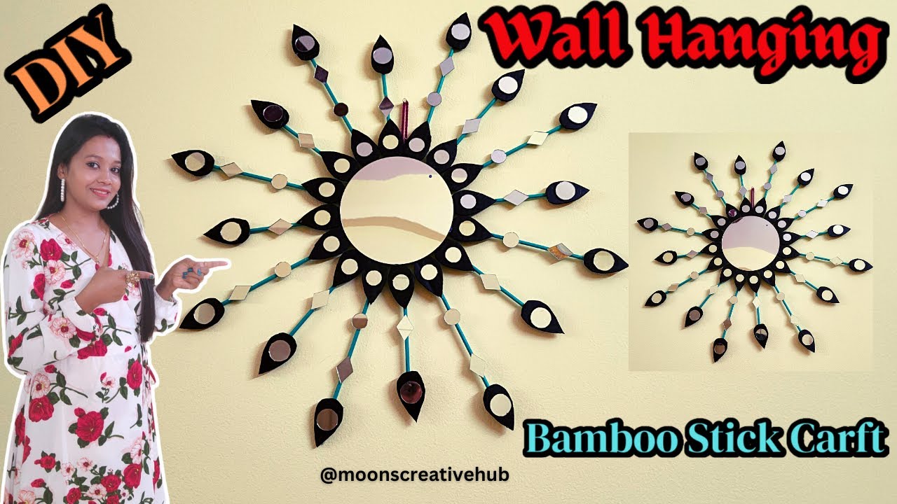 Mirror wall hanging craft Bamboo stick wall hanging DIY wall