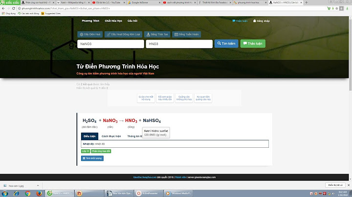 Từ điển phương trình hóa học trực tuyến