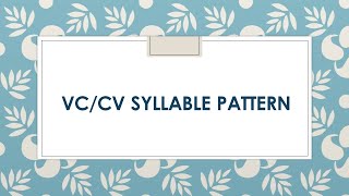 Classroom Lesson: VCCV Syllable Pattern
