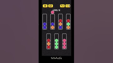 Ball Sort Puzzle Level 12 Walkthrough 🧪🔵🟡🟢, #shorts