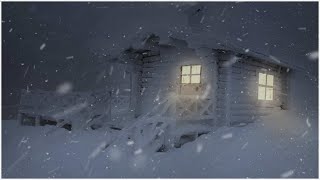 عاصفة ثلجية في كوخ خشبي متجمد┇ عويل الرياح وهبوب الثلوج