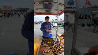 $0.90 chestnut in Istanbul, Türkiye 🇹🇷 #streetfood #turkishfood #istanbul #shorts