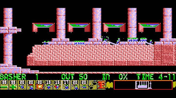 Level 17 Fun Difficulty DOS Lemmings 4k