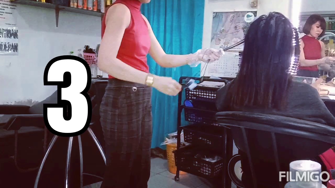 cara cat  rambut  highlight tehnik topi YouTube