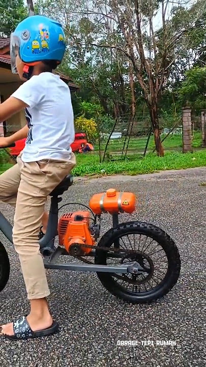 Keren, modif sepeda pakai mesin pemotong rumput. #mesinsepeda #reels #trending #fyp