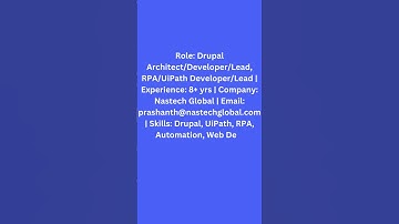 RPA UiPath Developer Role @nastechglobal #RPA #JobAlert #Jobs