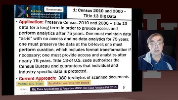 Big Data Course-Spring: Unit 13: Lesson 1: Government Use Cases I
