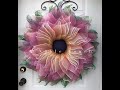 DIY Summer Flower, Deco Mesh Flower Wreath, How to Make a Flower Wreath on 18" Wire Frame, DIY Craft