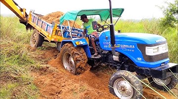 Sonalika DI 42 Rx Full Loaded Trolley | Sonalika Tractor Stuck In Mud | Jcb video | Jcp | Jcb