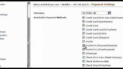 Ad Module Change Payment Methods - Websiteforge Ecommerce Website