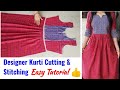 Diy designer kurti cutting and stitching with designer sleeves step by step  kurti cutting