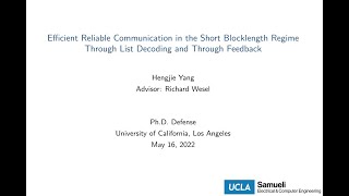 Ph.D. Defense: Hengjie Yang