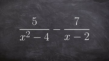 Math video for subtracting two rational expressions by determining the common denominator