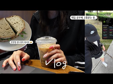 vlog. 토론토 직장인 브이로그 / 자격증 시험공부에 고통받는 직장인, 퇴근 후 매일 공부만! 하는 일상 📚, 맛있는 샌드위치 레시피🥪ㅣToronto life