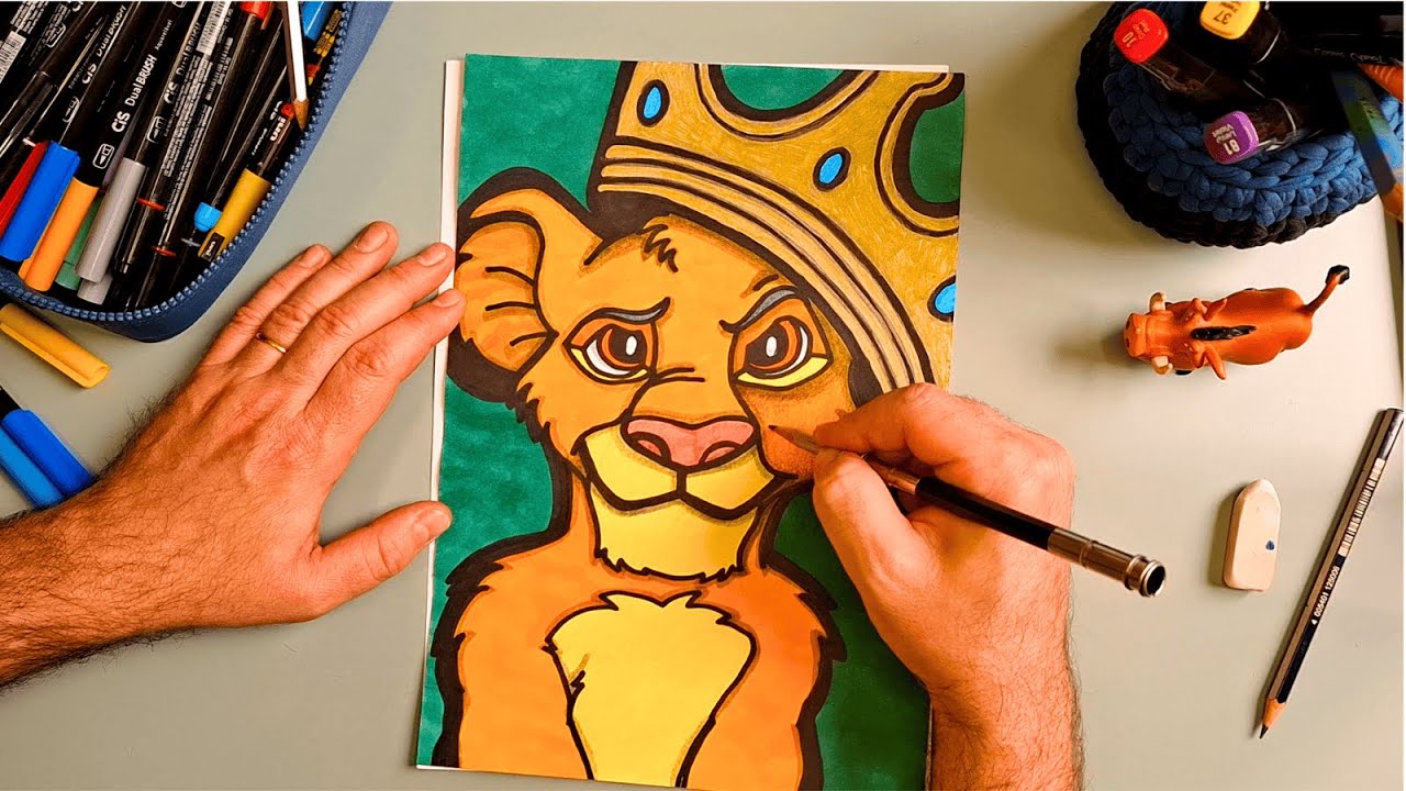 DESENHANDO O SIMBA DO REI LEÃO | TUTORIAL PASSO A PASSO - YouTube