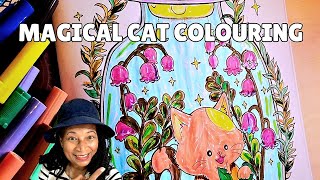 Relaxing Colouring Session: Cute Magical Cat Colouring Page 🐱 | Colour With Me #calm#AdultColouring