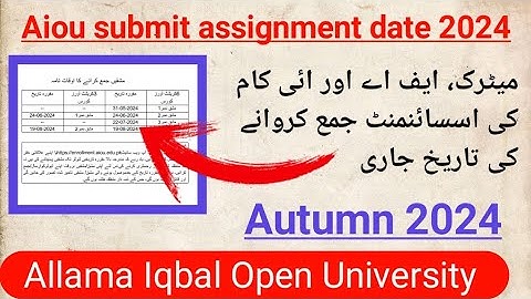 Aiou autumn submit assignment date matric FA ICOM schedule