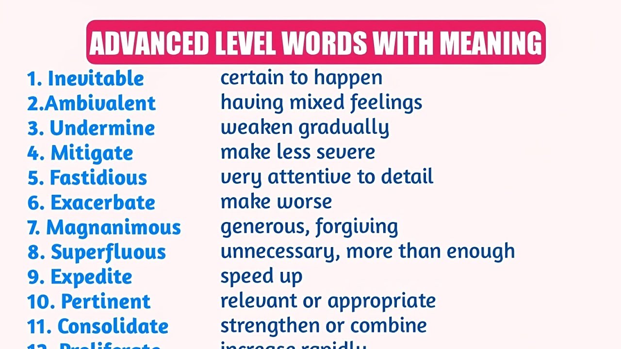 Advanced level words with meaning|Learn Advanced English Words ...