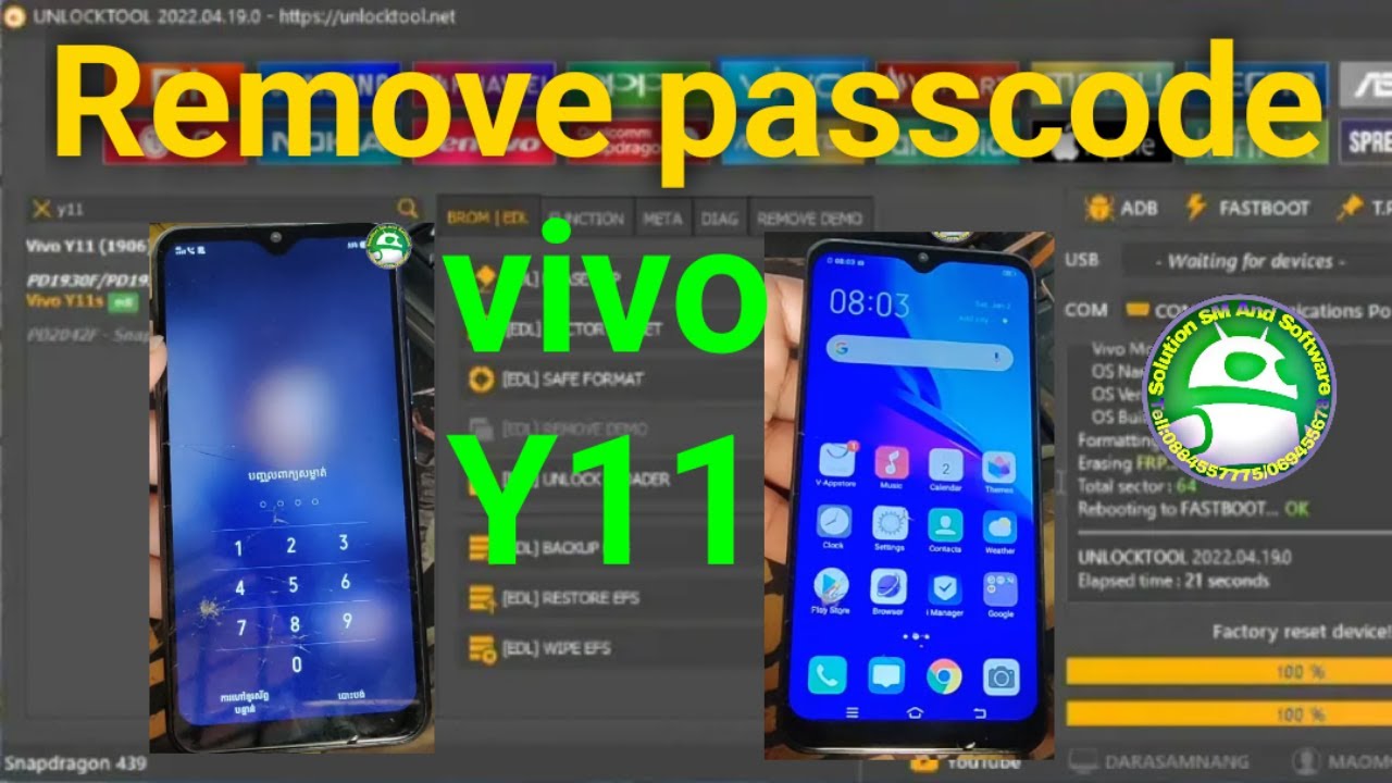 VIVO Y11 PD1930F/PD1930CF Remove passcode by unlock tool