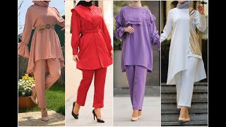 أجمل تونيكات صيفي للمحجبات 2022/أحدث بلوزات طويلة مع البنطلون للمحجبات /classy Hijab outfit