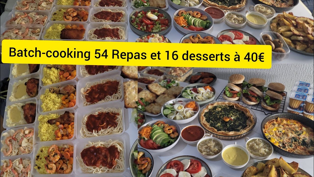 Batch-cooking meal prep à 40€ Aldi/54 Repas, et desserts petit budget à congeler/recettes d'été