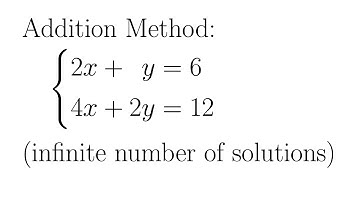 A System of Two Linear Equations with an Infinite Number of Solutions (Addition Method)
