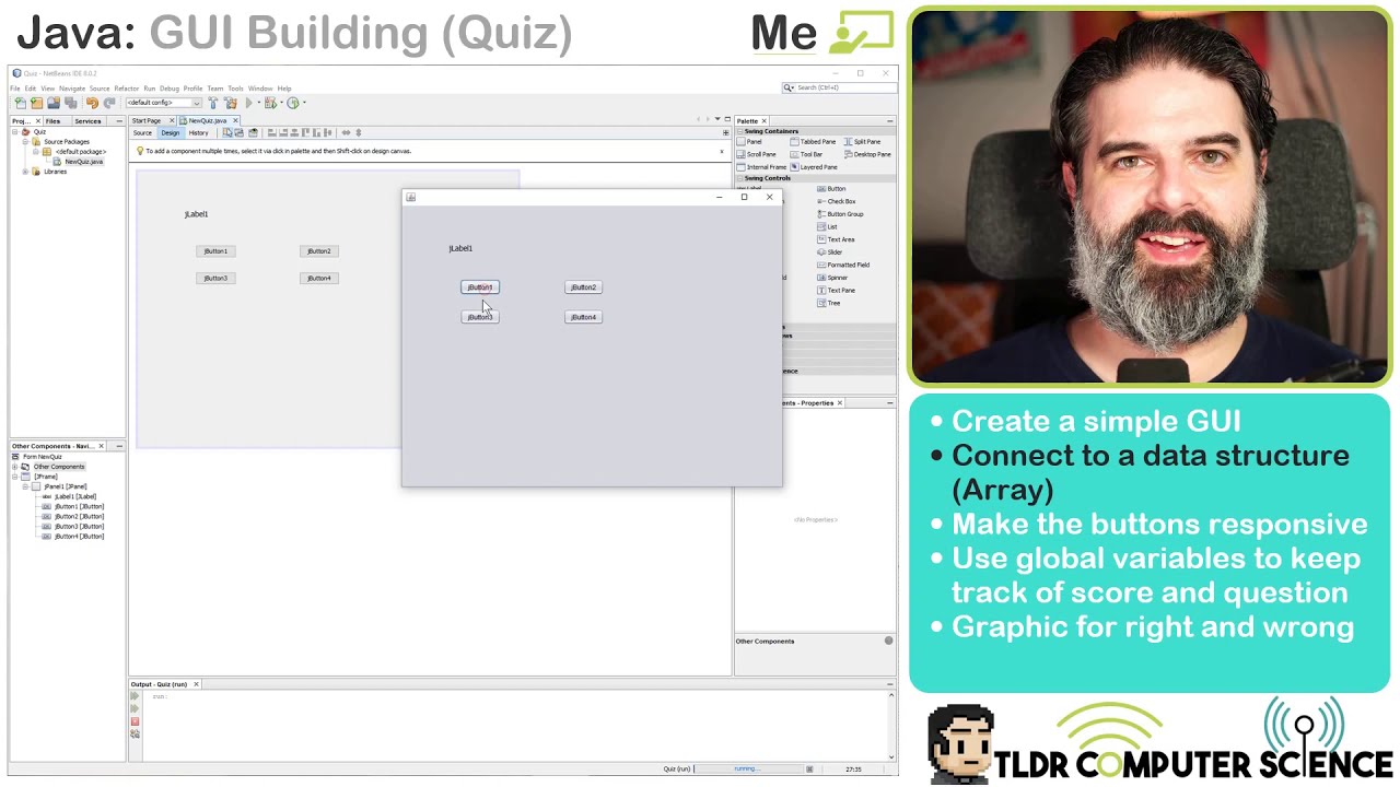 netbean สร้าง gui  Update  Java Tutorial GUI Building - NetBeans - Simple Quiz