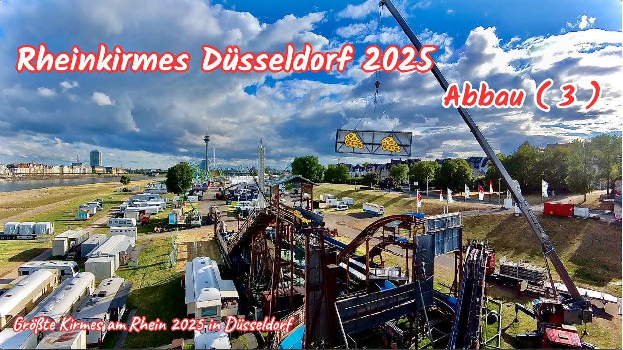 Rheinkirmes Düsseldorf 2025 Abbau+Rundgang (3)🐻 Größte Kirmes am Rhein 2025 in Düsseldorf-Abbau 🏗️