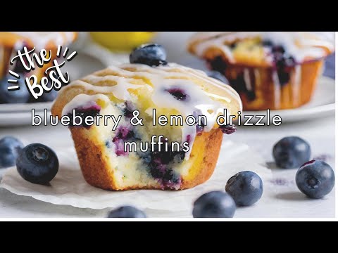 Best Blueberry Muffins with Delicious Zingy Lemon Drizzle