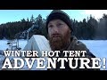 WINTER CAMPING in CANVAS TENT with WOOD STOVE | I FELL THROUGH THE ICE! | PART 2 WINTER CAMPING in CANVAS TENT with WOOD STOVE | I FELL THROUGH THE ICE! | PART 2