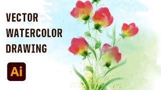 Watercolor Drawing Tutorial - How to draw Vector Flowers in Adobe Illustrator